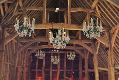 Clustered Chandeliers with Silk Ivy and LED Candles
