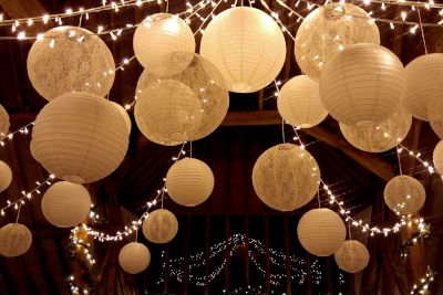 Fairy Light Star Canopy with Paper and Lace Lanterns