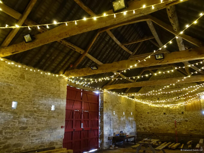 Fairy light crossed strands canopy