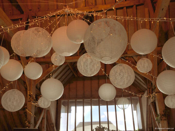 Fairy light star canopy with lanterns