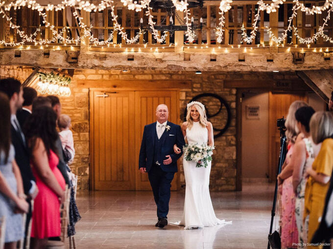 Fairy lights over the wedding ceremony at Caswell House