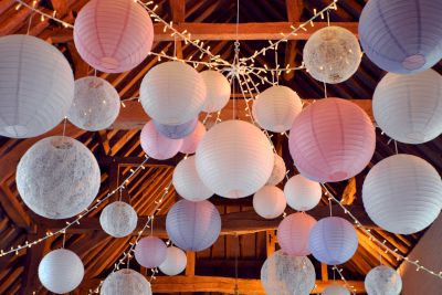 Canopy of Paper and Lace Lanterns